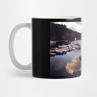 Scandinavian boats landscape Mug